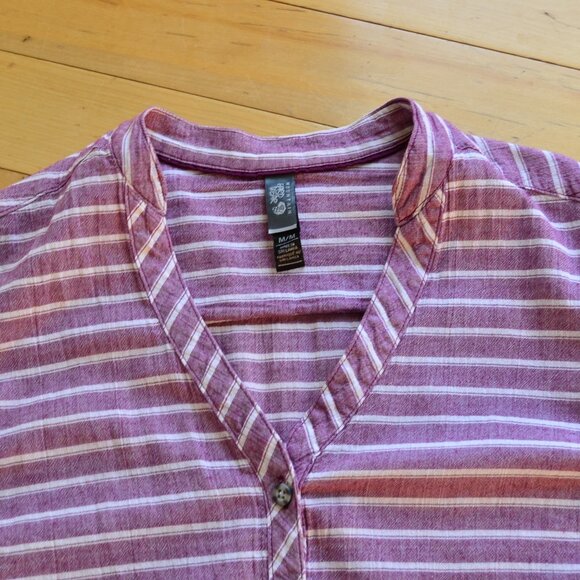 Mountain Hardwear Shirt Purple Stripes Button Up V Neck Casual Outdoor Size M - Picture 2 of 11